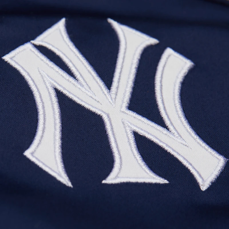 Veste Mitchell & Ness bleu marine/gris à boutons-pression pour homme, collection Cooperstown des Yankees de New York, Team Origins, en satin