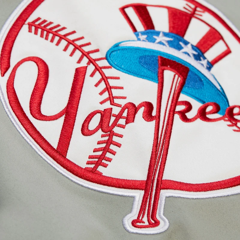 Veste Mitchell & Ness bleu marine/gris à boutons-pression pour homme, collection Cooperstown des Yankees de New York, Team Origins, en satin