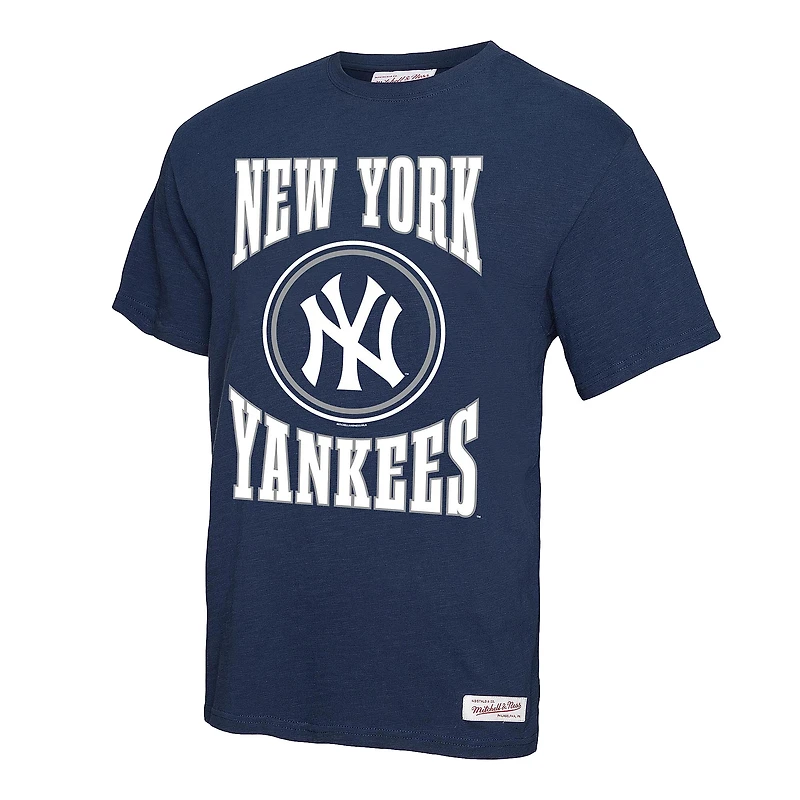 Men's Mitchell & Ness Navy New York Yankees Arched Logo Slub T-Shirt