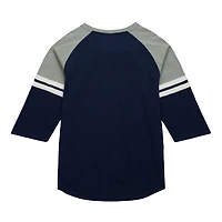 Men's Mitchell & Ness Navy New York Yankees Cooperstown Collection Legendary Raglan Slub Henley 3/4-Sleeve T-Shirt