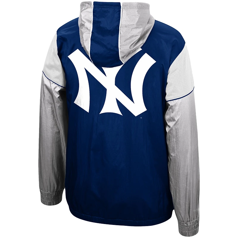 Veste à capuche coupe-vent demi-fermeture éclair pour homme Mitchell & Ness Navy New York Yankees Highlight Reel