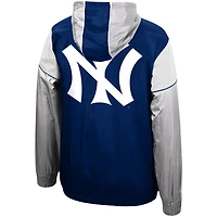Veste à capuche coupe-vent demi-fermeture éclair pour homme Mitchell & Ness Navy New York Yankees Highlight Reel