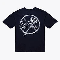 T-shirt bleu marine Mitchell & Ness pour homme, motif chrome liquide des Yankees de New York