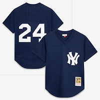 Men's Mitchell & Ness Rickey Henderson Navy New York Yankees Cooperstown Collection Mesh Batting Practice Button-Up Jersey