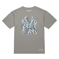 T-shirt argent liquide chromé Mitchell & Ness pour homme des Yankees de New York