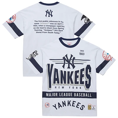 Men's Mitchell & Ness White New York Yankees Cooperstown Collection Team Origins Premium T-Shirt