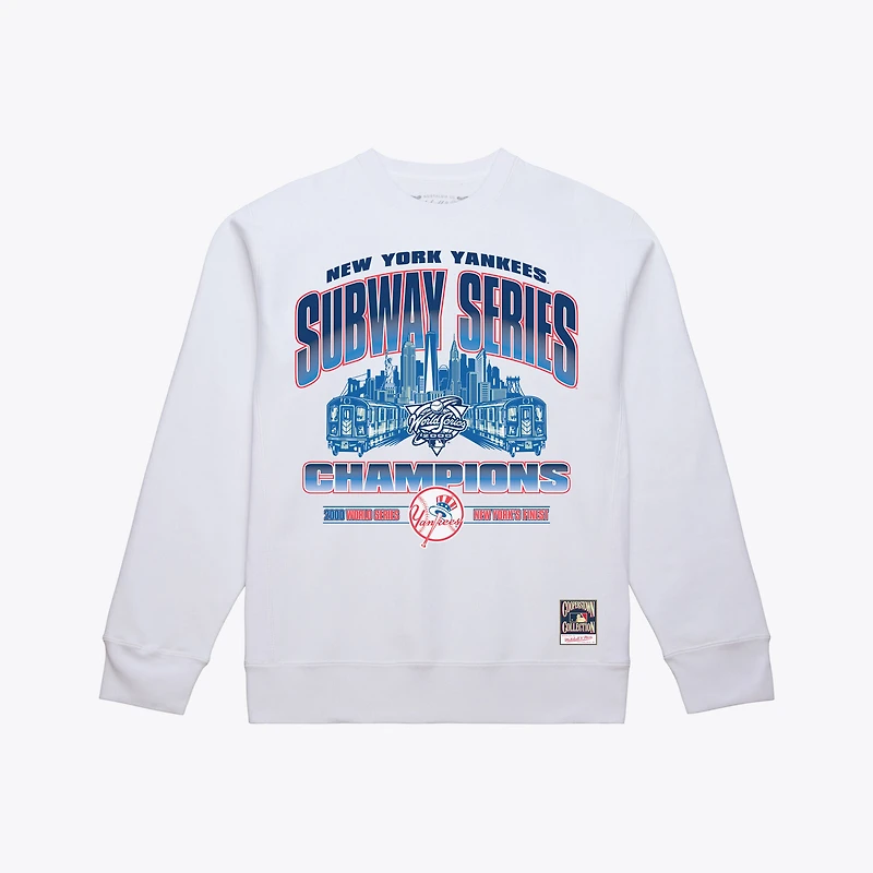 Men's Mitchell & Ness White New York Yankees Subway Series Champions Crewneck Sweatshirt