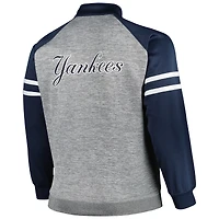 Men's Navy/Heather Gray New York Yankees Big & Tall Raglan Full-Zip Track Jacket