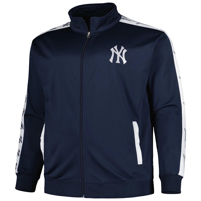Veste de survêtement à fermeture éclair intégrale Big & Tall New York Yankees bleu marine