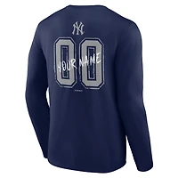T-shirt à manches longues personnalisé avec nom et numéro des Yankees de New York, bleu marine, pour homme