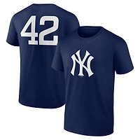 T-shirt bleu marine pour homme avec nom et numéro Jackie Robinson Day des Yankees de New York