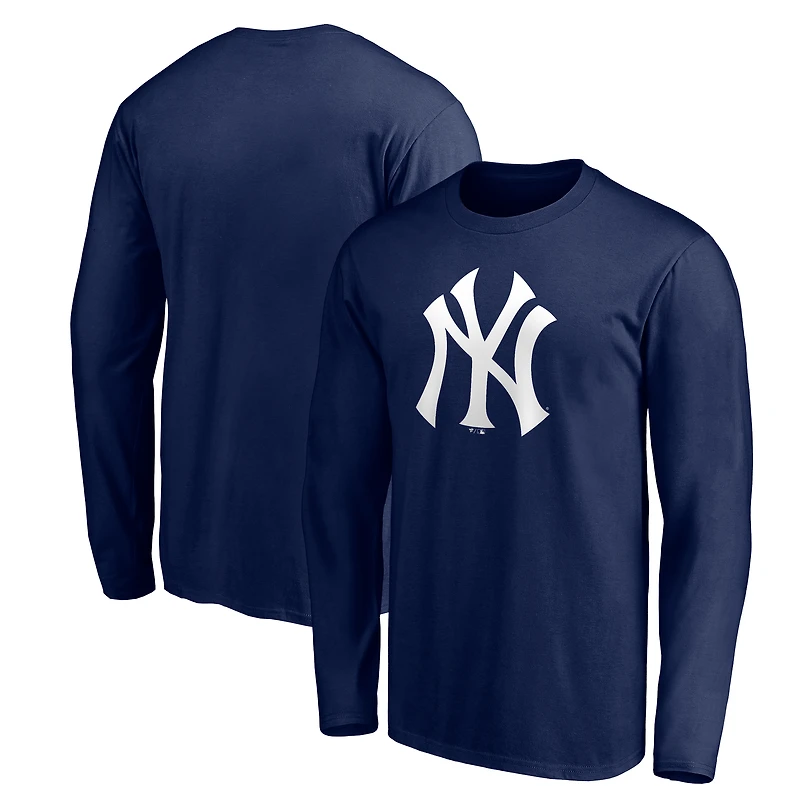 Men's Navy New York Yankees Official Logo Long Sleeve T-Shirt