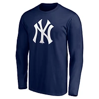 Men's  Navy New York Yankees Official Logo Long Sleeve T-Shirt