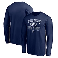 Men's  Navy New York Yankees Pinstripe Pride Long Sleeve T-Shirt
