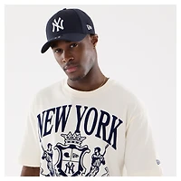 Men's New Era Beige York Yankees Lifestyle Coat of Arms Flocking T-Shirt