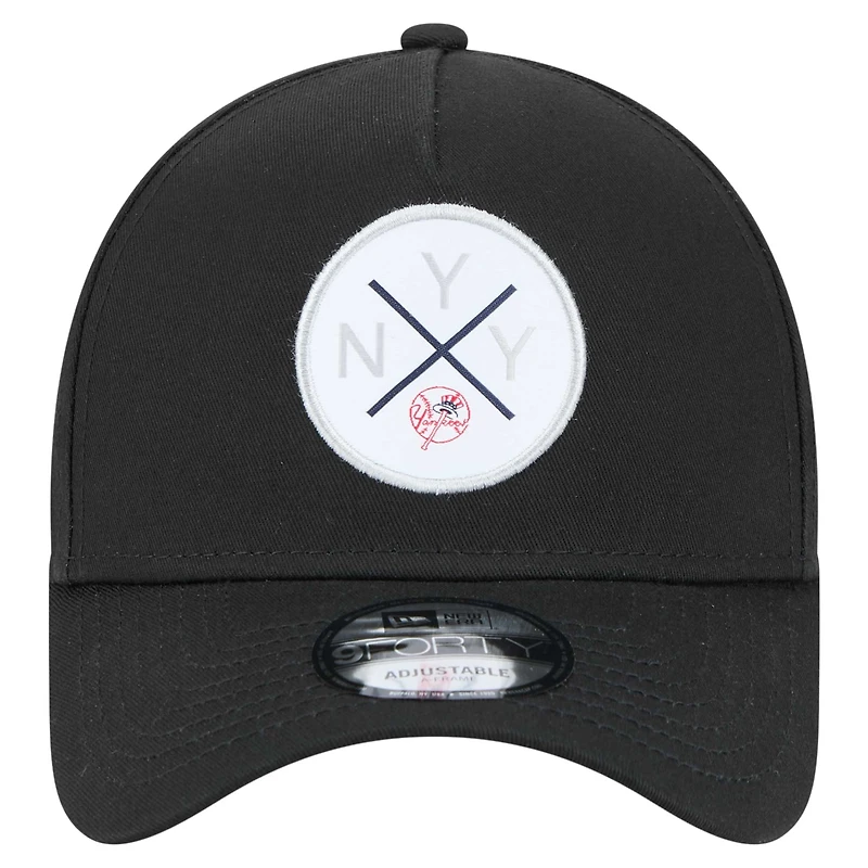Men's New Era Black New York Yankees 9FORTY A-Frame Adjustable Hat