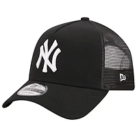 Men's New Era Black New York Yankees A-Frame 9FORTY Trucker Adjustable Hat