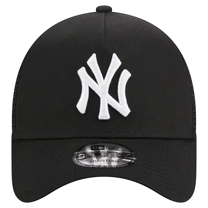Casquette réglable noire New Era New York Yankees A-Frame 9FORTY Trucker pour hommes