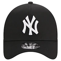Casquette réglable noire New Era New York Yankees A-Frame 9FORTY Trucker pour hommes