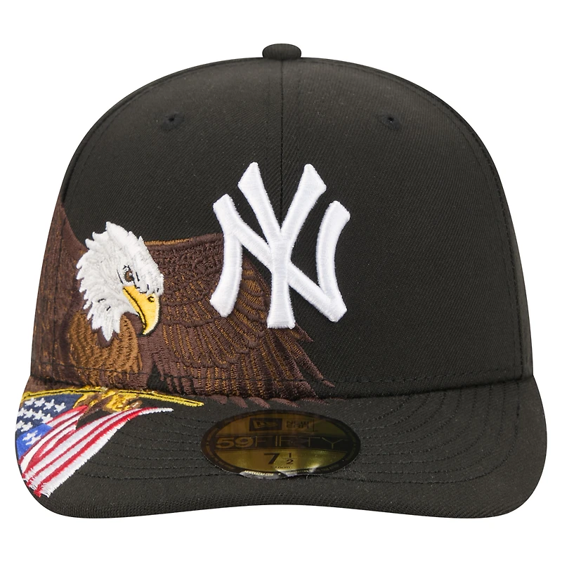 Men's New Era Black York Yankees Americana Bald Eagle Pre-Curved 59FIFTY Fitted Hat