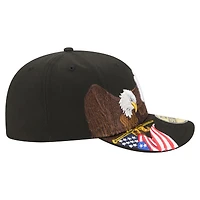 Casquette ajustée New Era 59FIFTY noire pour homme, motif aigle chauve des Yankees de York, style Americana.