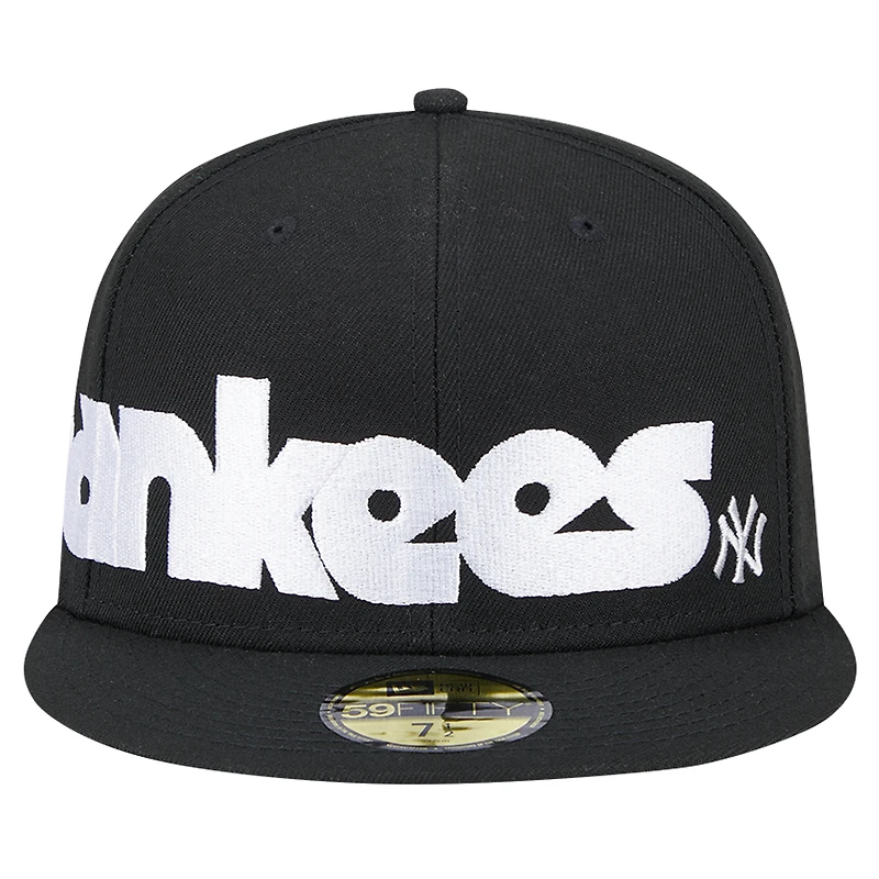 Men's New Era Black York Yankees Checkered Undervisor 59FIFTY Fitted Hat