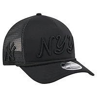 Men's New Era Black New York Yankees City Initial 9FORTY A-Frame M-Crown Adjustable Trucker Hat