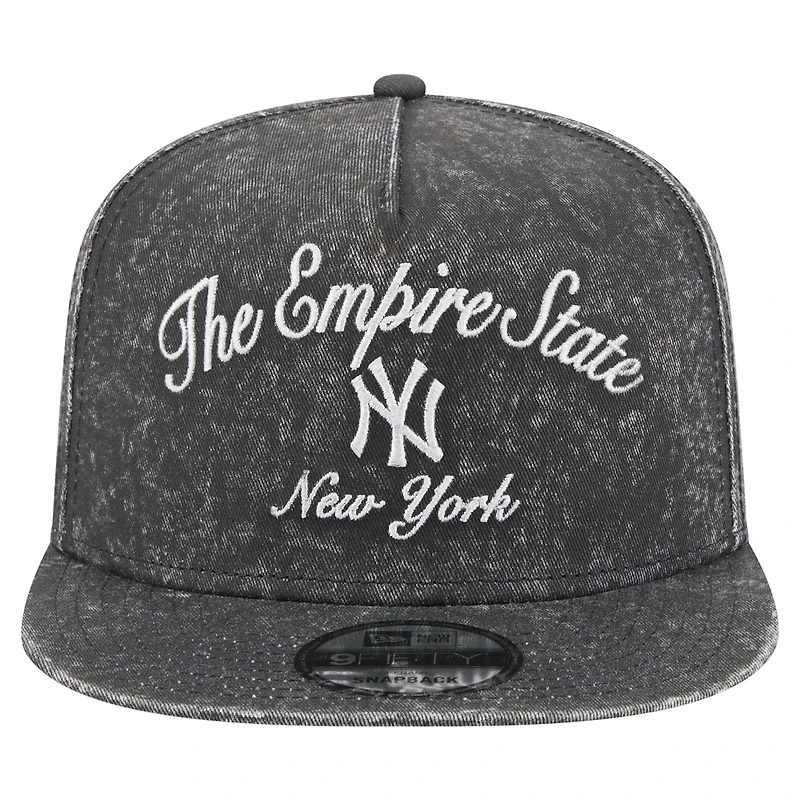 Men's New Era Black New York Yankees City Slogan A-Frame 9FIFTY Snapback Hat