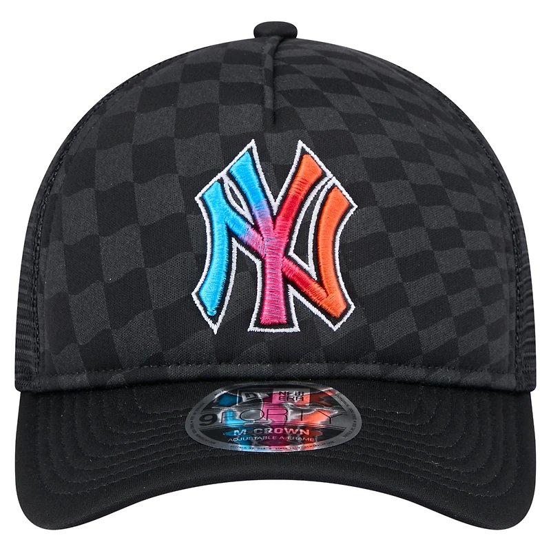 Casquette ajustable New Era New York Yankees 9FORTY A-Frame M-Crown Trucker pour homme noire