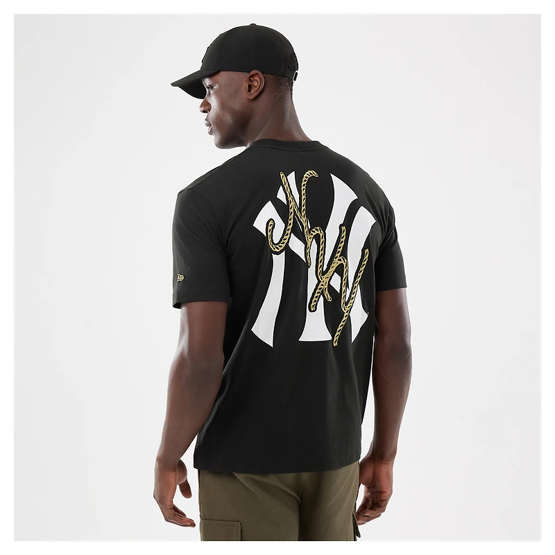 T-shirt New Era noir pour homme, style urbain ranchwear, York Yankees Injection Lifestyle