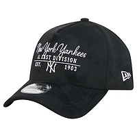 Men's New Era  Black New York Yankees Script Text 9FORTY A-Frame Adjustable Hat