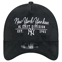 Men's New Era  Black New York Yankees Script Text 9FORTY A-Frame Adjustable Hat