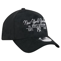 Men's New Era  Black New York Yankees Script Text 9FORTY A-Frame Adjustable Hat
