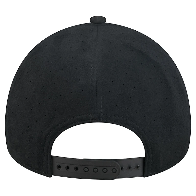 Men's New Era Black New York Yankees Script Text 9FORTY A-Frame Adjustable Hat