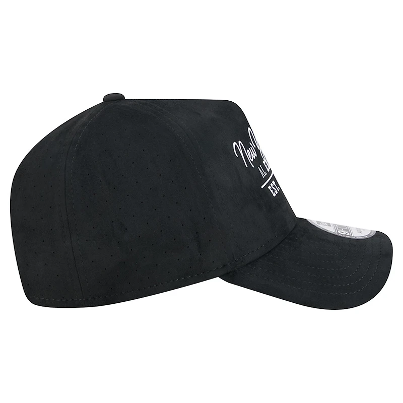 Men's New Era Black New York Yankees Script Text 9FORTY A-Frame Adjustable Hat