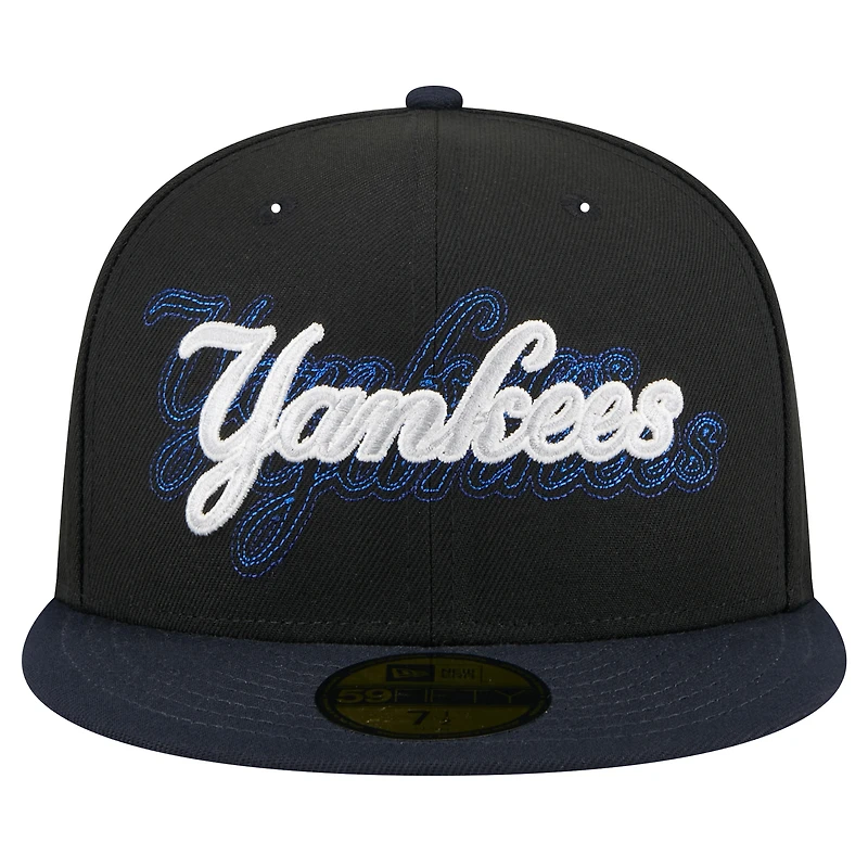 Casquette ajustée 59FIFTY Shadow Stitch des Yankees de New York pour homme Era noire