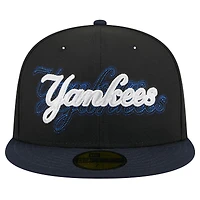 Casquette ajustée 59FIFTY Shadow Stitch des Yankees de New York pour homme Era noire