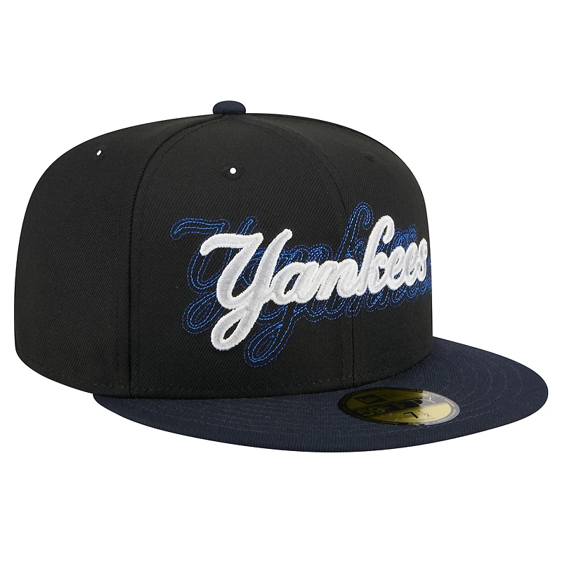 Casquette ajustée 59FIFTY Shadow Stitch des Yankees de New York pour homme Era noire