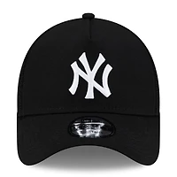 Men's New Era Black New York Yankees Side Script 9FORTY A-Frame Trucker Adjustable Hat