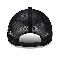 Men's New Era Black New York Yankees Side Script 9FORTY A-Frame Trucker Adjustable Hat