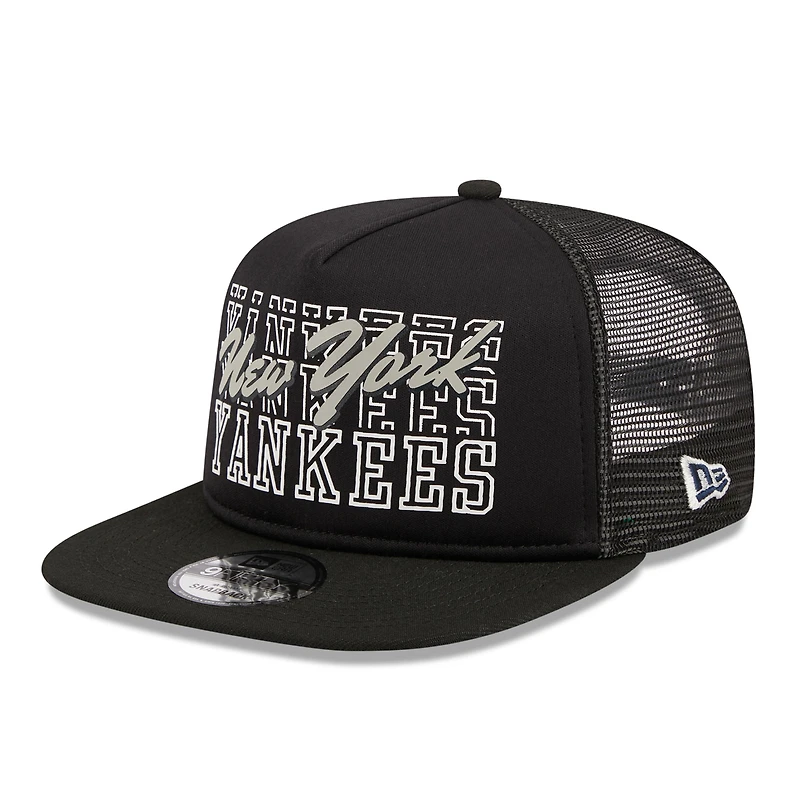 Men's New Era Black New York Yankees  Street Team A-Frame Trucker 9FIFTY Snapback Hat