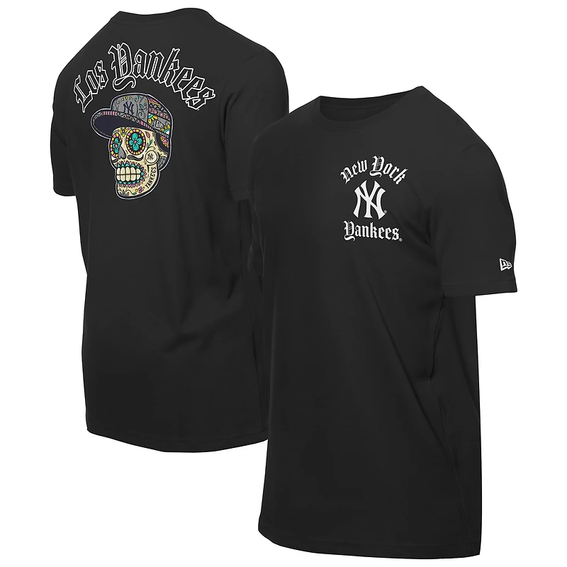 T-shirt New Era noir pour homme avec motif Sugar Skulls des Yankees de York