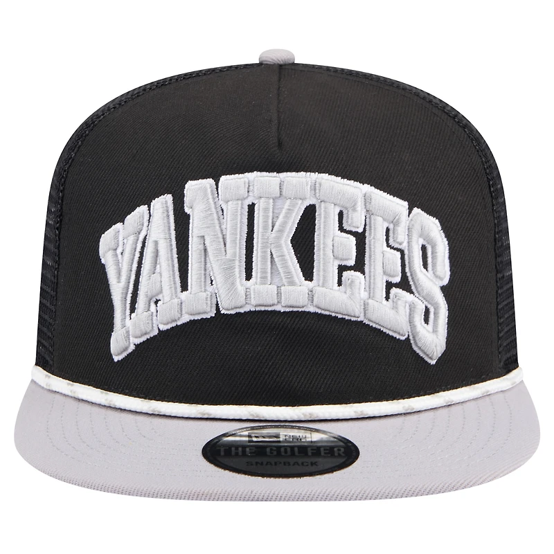 Casquette de golfeur en mesh New Era New York Yankees Throwback pour hommes, noir/gris