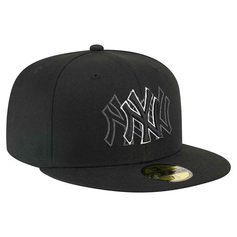 Casquette ajustée New Era noire York Yankees Tri-Hit 59FIFTY pour homme
