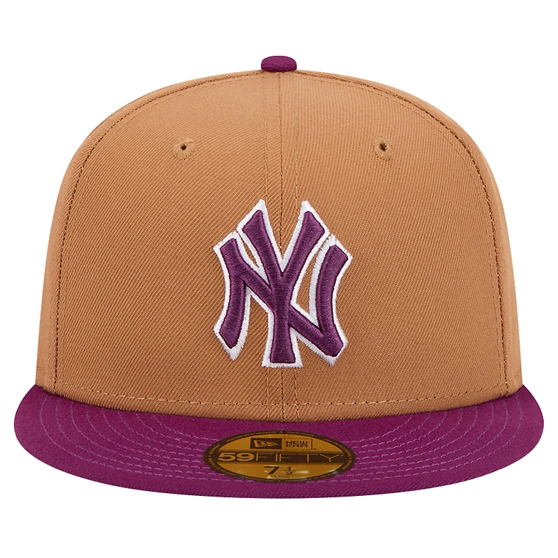 Men's New Era Brown/Purple York Yankees Two-Tone Color Pack 59FIFTY Fitted Hat