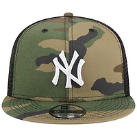 Casquette New Era Camo New York Yankees Woodland Camo Trucker 9FIFTY Snapback pour homme