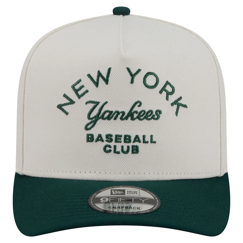 Men's New Era  Cream/Dark Green New York Yankees Chrome A-Frame 9FIFTY Snapback Hat