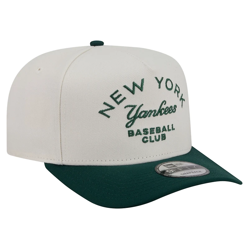 Casquette snapback New Era crème/vert foncé New York Yankees Chrome A-Frame 9FIFTY pour homme