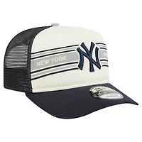 Men's New Era Cream/Navy New York Yankees Banner A-Frame 9FIFTY Trucker Snapback Hat