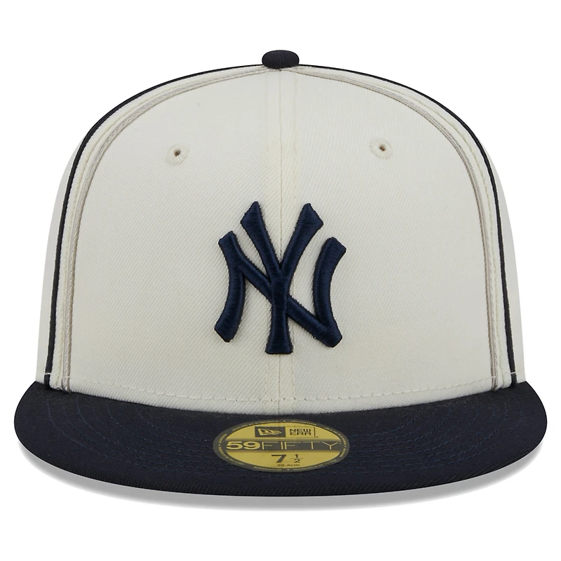 Men's New Era  Cream/Navy York Yankees Chrome Sutash 59FIFTY Fitted Hat